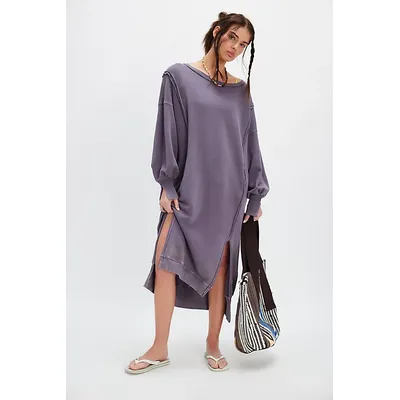 We The Free Camden Maxi Sweatshirt at Free People in Fallen Fig, Size: Small