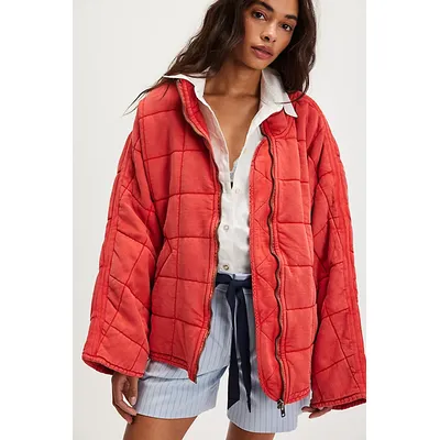Dolman Quilted Knit Jacket at Free People in Red Clay, Size: XS