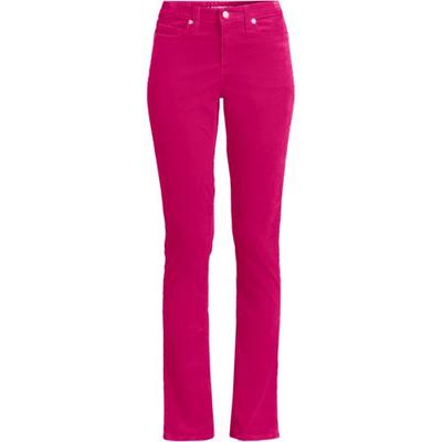 Straight Leg Stretch Cord Jeans, Mid Rise, Women, size: 14 28, petite, Red, Cotton-blend, by Lands' End