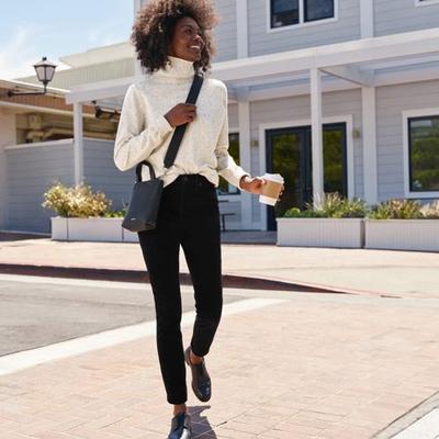 Skinny Stretch Cord Jeans, High Waisted, Women, size: 18, regular, Black, Cotton-blend, by Lands' End