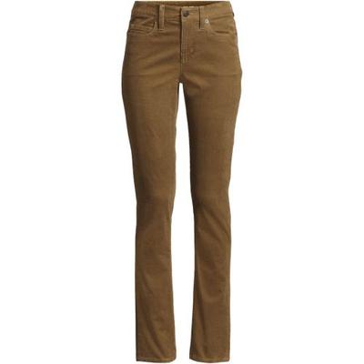 Straight Leg Stretch Cord Jeans, Mid Rise, Women, size: 10 32, regular, Brown, Cotton-blend, by Lands' End