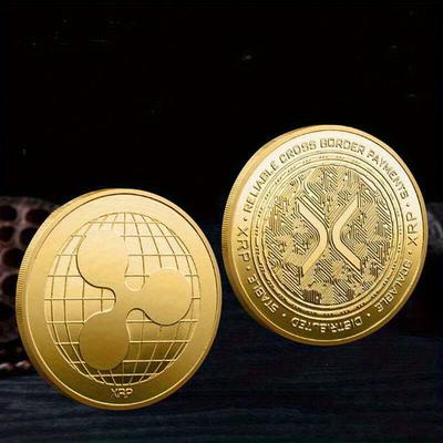 TEMU Xrp Coin, Three-dimensional Embossed Commemorative Coin, Metal Gold-plated And Silver-plated Commemorative Medal, Living Room Decoration, New Year Gift For Image