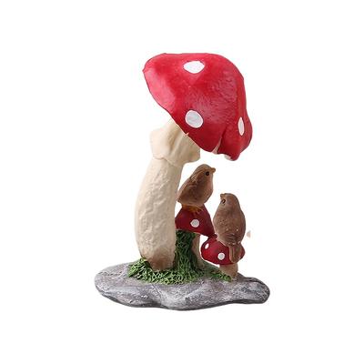 TEMU 1pc Rustic Resin Bird On Mushroom Figurine, Themed Miniature Landscape Accessory, No Electricity Needed, Room Decor Image