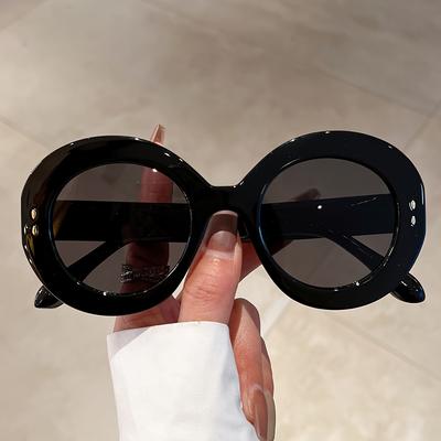 TEMU New Pair Of Women's Round Glasses, Simple Solid Color Versatile Rice Nail Decorative Glasses Image