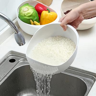 TEMU 1pc Multifunctional Kitchen Washing Basket - Suitable For Rice, Vegetables And Fruits | Modern With Drainage Function | Essential Storage Accessor Image