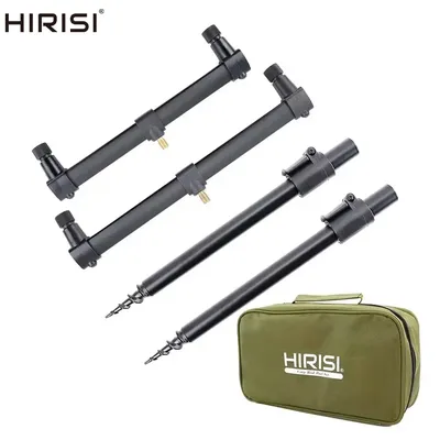 Hirisi Carp Fishing Rod Pod Set Bank Sticks and Buzz Bars for 2 Rods Made By Aluminium Rod Support Holder