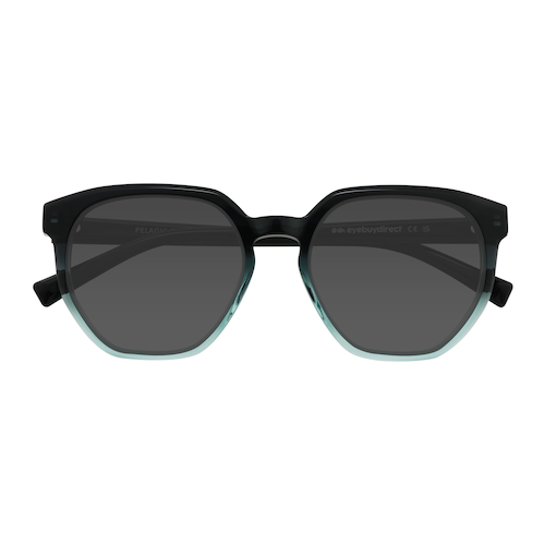 Unisex s geometric Black Green Acetate,Eco Friendly Prescription sunglasses - Eyebuydirect s Pelagic