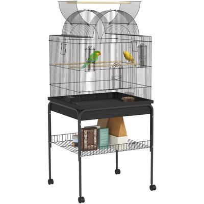 Vogelkäfig Wellensittichkäfig mit Tablett, Ablagefläche, Futternapf, Papagei Käfig mit Rollen für Image