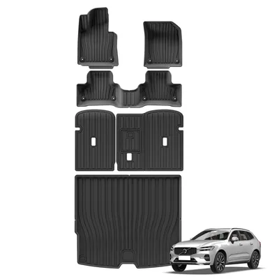 for Volvo XC60 2018-2025 Fuel Car Floor Mats Trunk Pad Cargo Liner TPE 3D Foot Mat All Weather Black