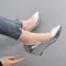 2025 Spring Summer Wedges Heels Women Party Shoes Fashion Office Pointed Toe Plus Size 42 Gold Silver Black Ladies Pumps