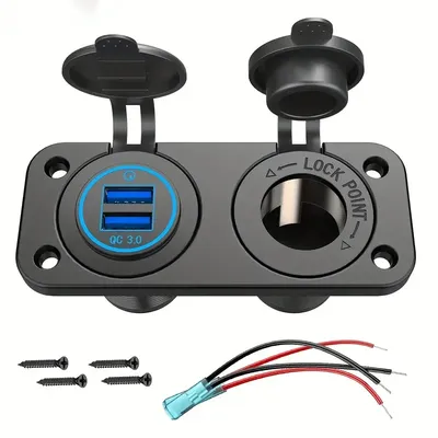 QC 3.0 USB-Steckdose, 12 V, Dual-Port-Ladegerät mit LED-Netzteil in Marinequalität für Auto, Image