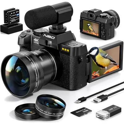 NBD Digitalkamera 48MP 4K Videokamera 3,0 Zoll Flip Screen Camcorder Vlogging Kamera und 16X Digitalzoom Fotokamera