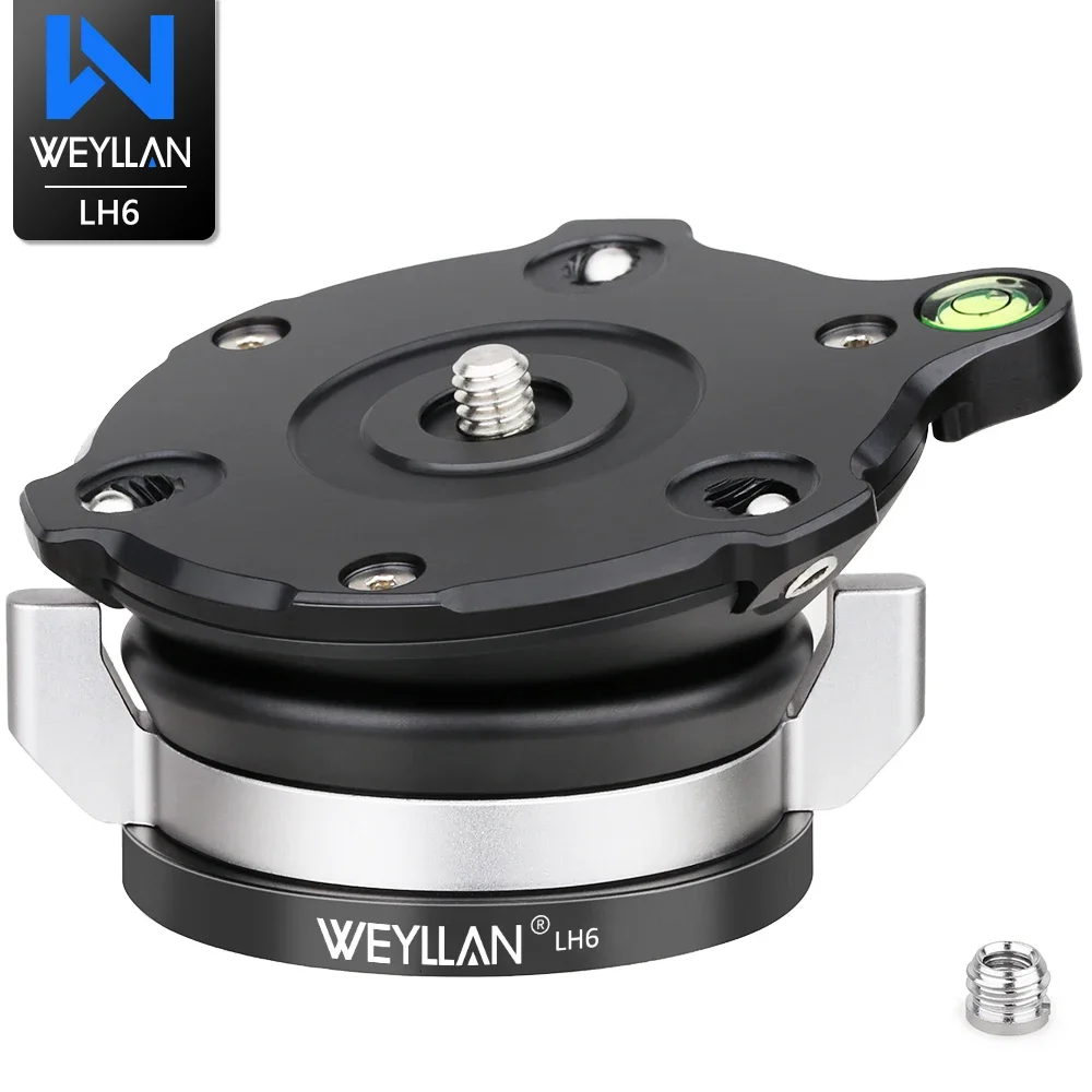 Nivellierbasis, Stativkopf, Einstellnivellierer, flache Platte, WEYLLAN LH6, Stativständer aus Aluminiumlegierung, Kamera-Nivellierer, maximale Belastung 15 kg Image