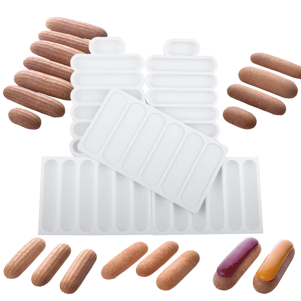 Eclair Dessert Backen Werkzeuge Schokolade Puff Silikon Form Lange Streifen Puff Kuchen Form Küche Liefert Gebäck Silikon Backformen Image