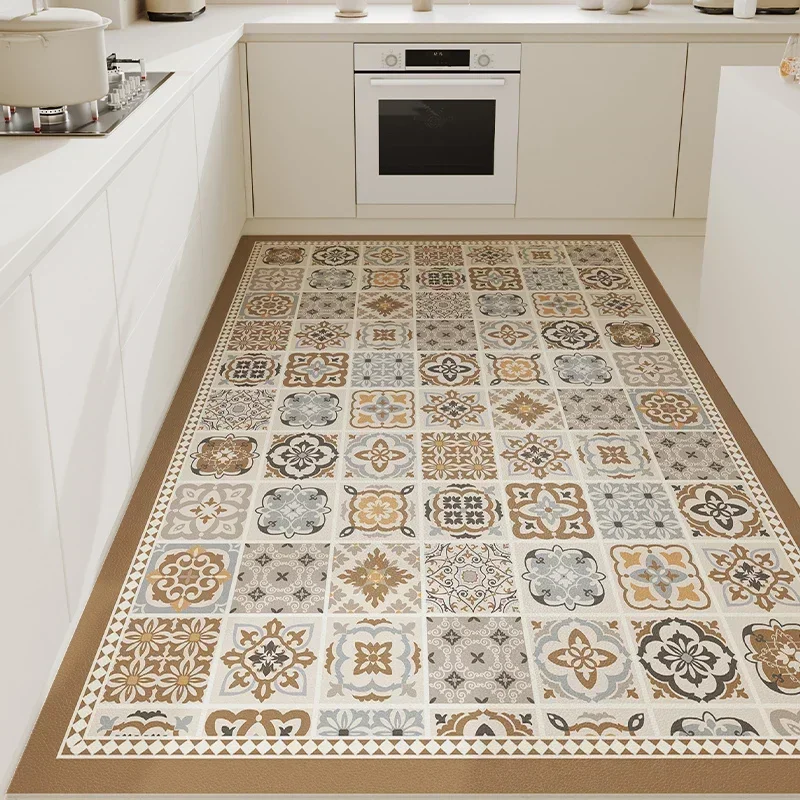 VIKAMA Schlammmatte für die Eingangstür, rutschfest, schmutzabweisend, schrubbbare Fußmatte, Retro-Stil, Veranda-Teppich, Heimdekoration