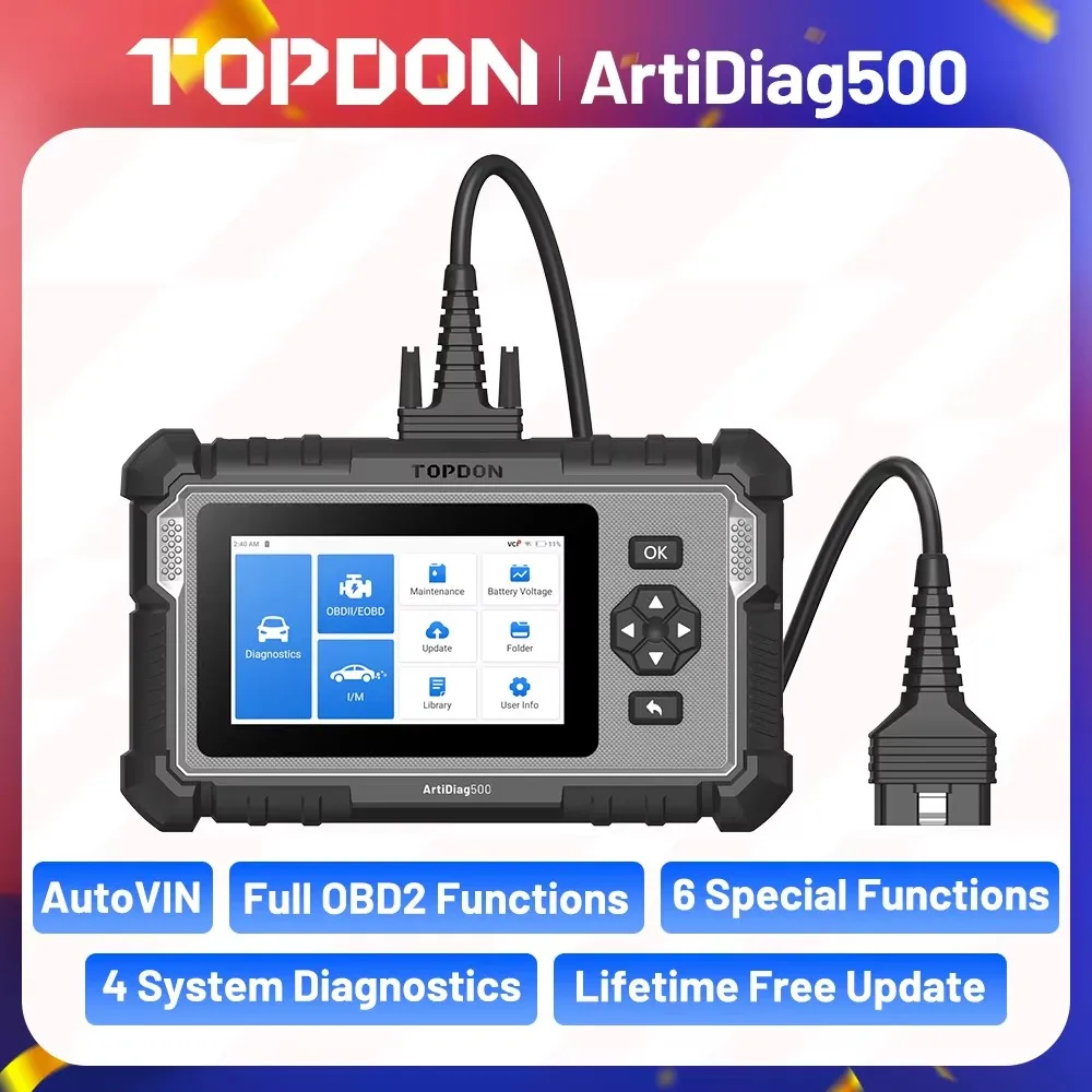 TOPDON ArtiDiag500 Auto-Diagnosegerät OBD2-Scanner Motor/ABS/SRS/Getriebe-Tool OBD2-Codeleser Kostenlose Updates Image