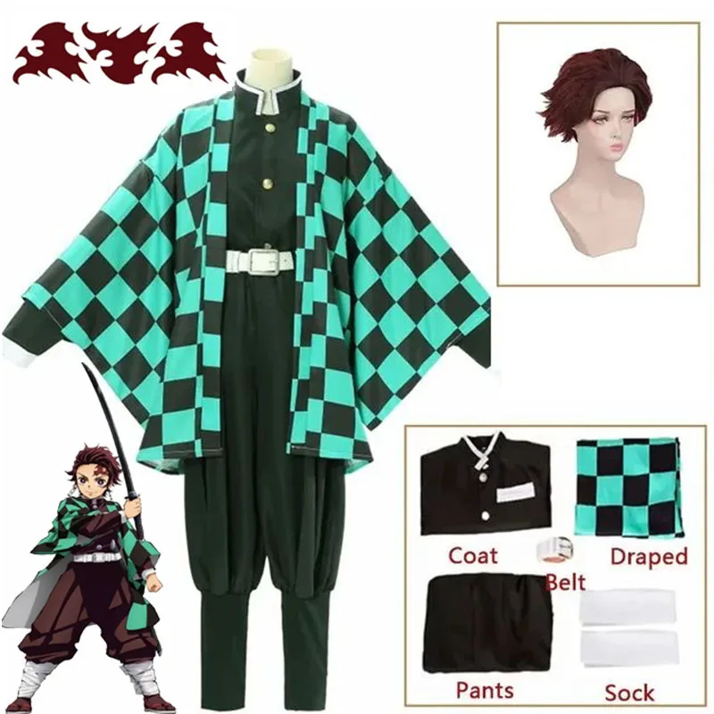 Tanjiro Kamado Kostüm Anime Cosplay Männer Kimono Uniform Halloween Party Demonias Frauen Kleidung Erwachsene Image