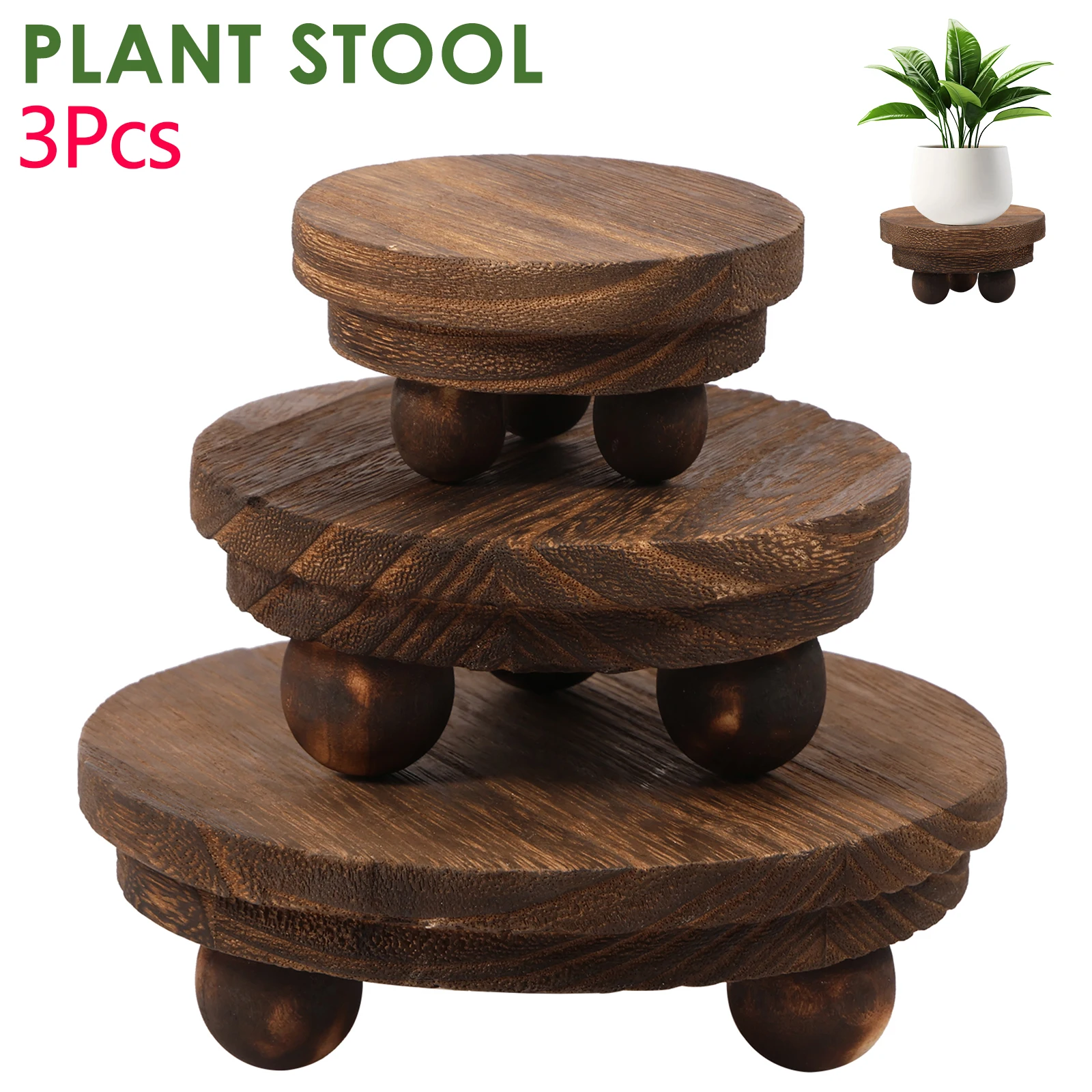 3Pc Halter Stehen Topf Blume Holz Holz Hocker Rack Outdoor Indoor Display Smallflowerpot Gartenarbeit Tisch Regal Topf Fensterbank