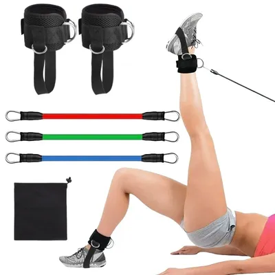 6pcs Fitness Ankle Buckle Leg Exercise Hip Trainer Foot Ring, Gaiter Strap Gantry Ankle Foot Buckle Trainer Combo Set