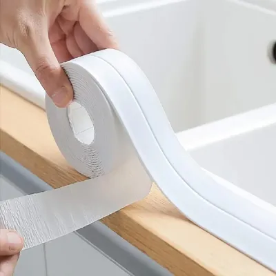 Einfach anzubringendes wasserdichtes PVC-Dichtungsband – transparenter, schimmelfreier Dichtungsstreifen für Küchen- und Badezimmerwaschbecken, Toiletten und Badewannen Image