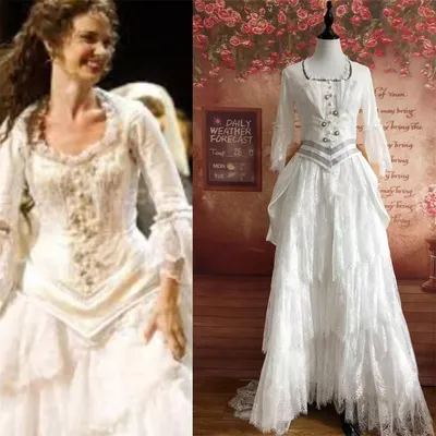 Musical Das Phantom der Oper Christine Daae Cosplay Kostüm Damen Weißes viktorianisches Kleid Image
