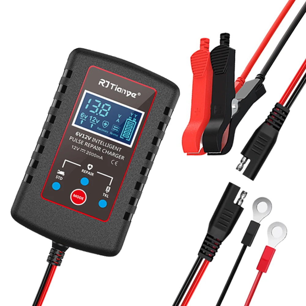 Für Motorrad Rasenmäher 6V 12V Schalter Mehrere Schutz ASE Adapter Kabel Auto Automatische Float Ladegerät Smart batterie Ladegerät Image