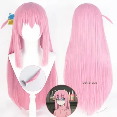 Goto Hitori Wig Anime Bocchi The Rock! Gotou Gotoh Cosplay Wig Long Pink Straight Hair Heat
