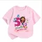 Gabby Dollhouse Kids Cotton T-Shirt Anime Cartoon Birthday Digital Printed Pullover Summer Casual Loose Breathable Top Cute Gift