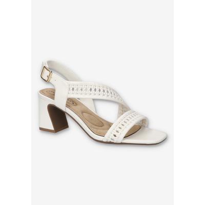 Women's Rowan Square Toe Block Heel Sandal by Easy Street in White (Size 8 1/2 M)