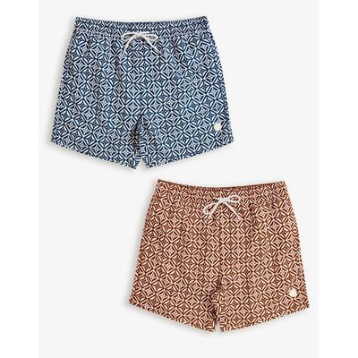 Rust & Blue Geo Floral Print Swim Shorts (2 Pack)