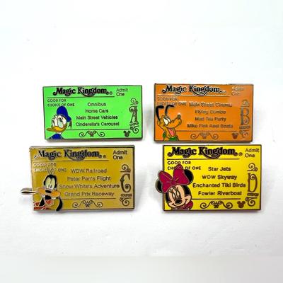 Disney Accessories | Disney Pins Ticket Set Wdw Cast Lanyard Series 3 Magic Kingdom A B C D Lot 2006 | Color: Silver/Yellow | Size: Os
