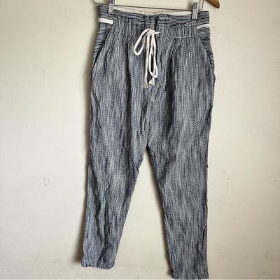 Free People Pants & Jumpsuits | Free People Striped Blue And White Drawstring Pants Fishermen Boho Paper Bag | Color: Blue/White | Size: 4