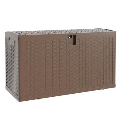 99Gallon Brown Resin Deck Box, Outdoor Storage Box Waterproof Lockable, Patio Deck Box For Package Delivery