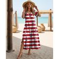 Femmes Robe maxi Robe T-Shirt Robe d'Été Robe fourreau Vacances Occasionnel Chaussures de plage Soirée Plage Coupe régulière Géométrique Rayure Mer Manche Courte Col Rond Rouge Bleu Vert Été Printemps
