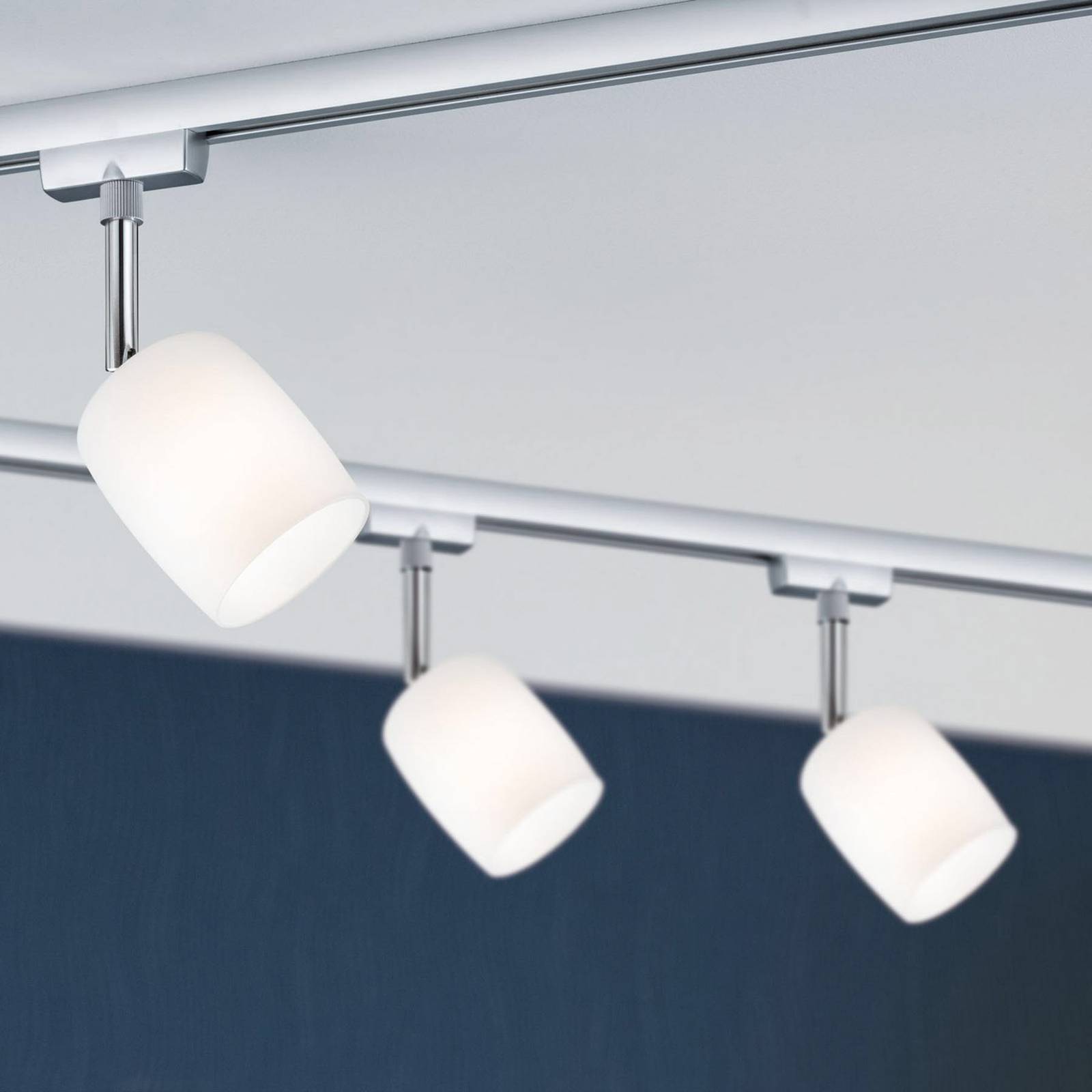 Paulmann URail Spot Blossom chrom matt, Glas satin Blossom, dimmbar, weiß / opal, für Arbeitszimmer / Büro, Glas, Modern