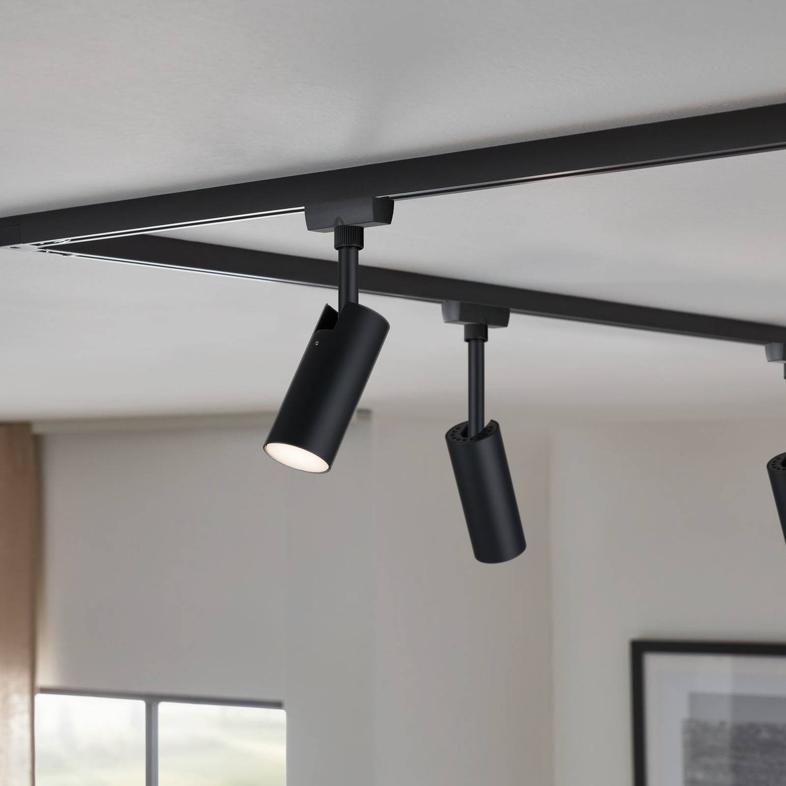 Paulmann URail Tubo Spot 3-step-dim 3.000K schwarz Tubo, dimmbar, schwarz, für Wohn- / Esszimmer, Metall, Modern