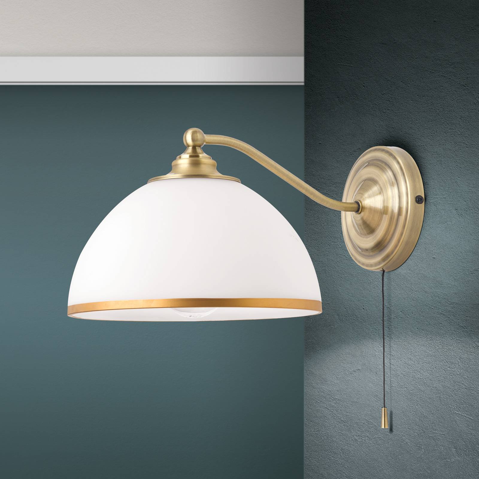 ORION Wandlampe Old Lamp, messing / gold, für Wohn- / Esszimmer, Metall, Antik, Wandleuchte, Wandlampe Innen