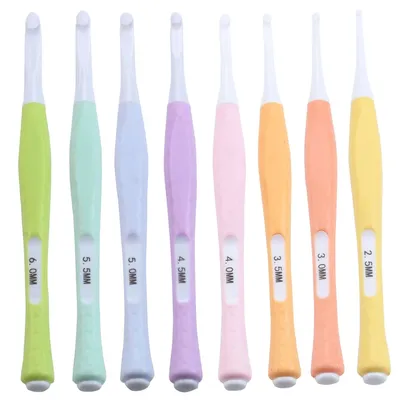 Inline Crochet Hooks Ergonomic Crochet Hook Set 2.5mm to 6mm Crocheting Plastic Hook Crochet Needles for Yarn Craft