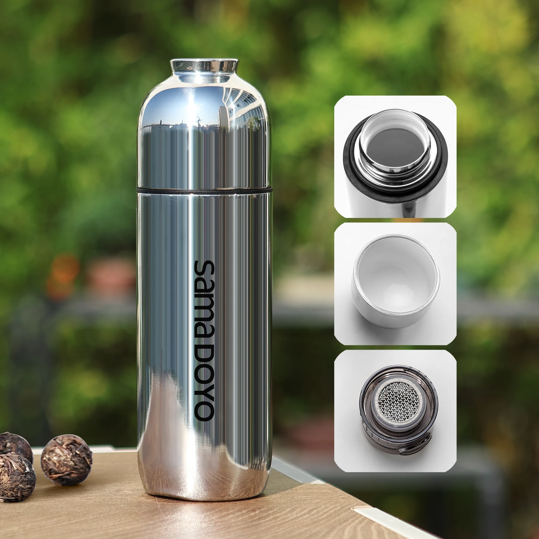 Samadoyo 400 ml Thermobecher – Keramikbeschichtet, 8 Stunden heiß/6 Stunden kalt, Titanfilter und Magnetbecher Image