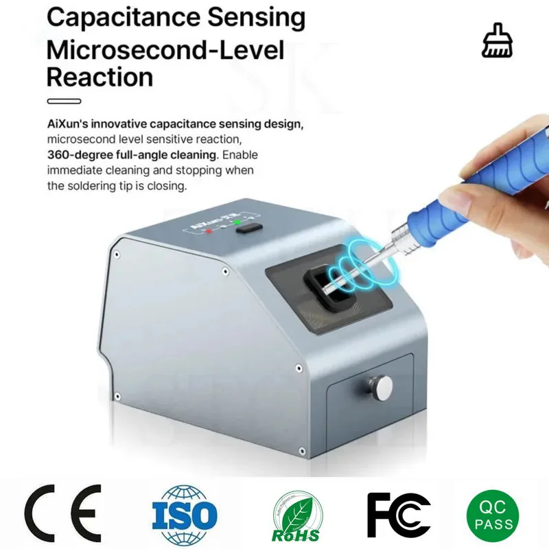 AIXUN CM30 Pinsel Lötkolben Spitze Reinigung Maschine Zinn Schlacke Reinigung Box Lötkolben Kopf Reiniger Elektronische Reparatur Werkzeuge Image