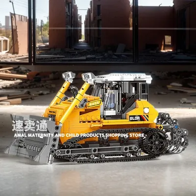DIY Stadt Technologie MOC Radlader Schwere Lkw Kran Bausteine Engineering Bulldozer Bausteine Kinderspielzeug Image