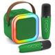 mini macchina per karaoke portatile bluetooth mini microfono per karaoke altoparlante per canto con 2 microfoni wireless e luce per tutti gli smartphone