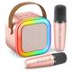 mini macchina per karaoke portatile bluetooth mini microfono per karaoke altoparlante per canto con 2 microfoni wireless e luce per tutti gli smartphone