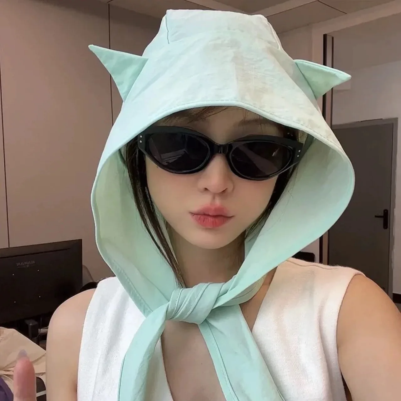 Neuer Imp Strap schnell trocknender Sonnenhut Kinder dünner Nackenschutz Radfahren niedlichen Katzen ohren Fischer hut Image