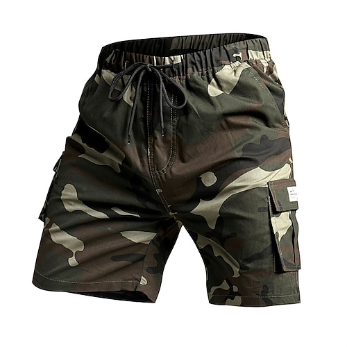 Herren Taktische Shorts Cargo-Shorts Camping-Shorts Shorts mit Camouflage-Muster Wander-Shorts Elastischer Bund Mehrere Taschen Gerader Schnitt Tarnung Feuchtigkeitsableitend tragbar Knielang Outdoor Image