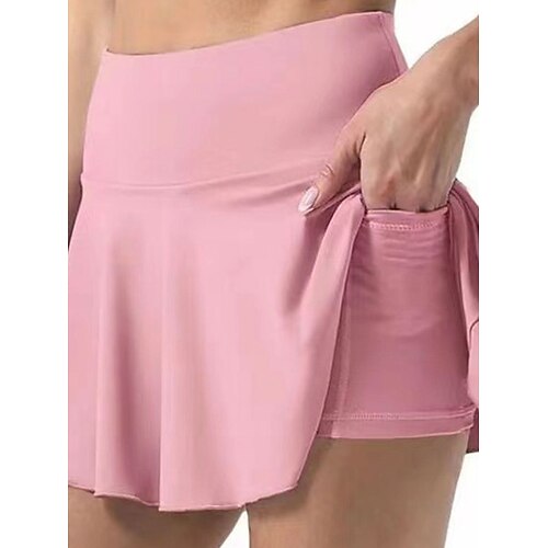 Damen Skort Mode Lässig sportlich Kurz Hohe Taille Einfach Tasche Elastischer Bund Weich Bequem Atmungsaktiv Hohe Elastizität Outdoor Straße Sport Schwarz Weiß Rosa Sommer Frühling Normale Passform Image
