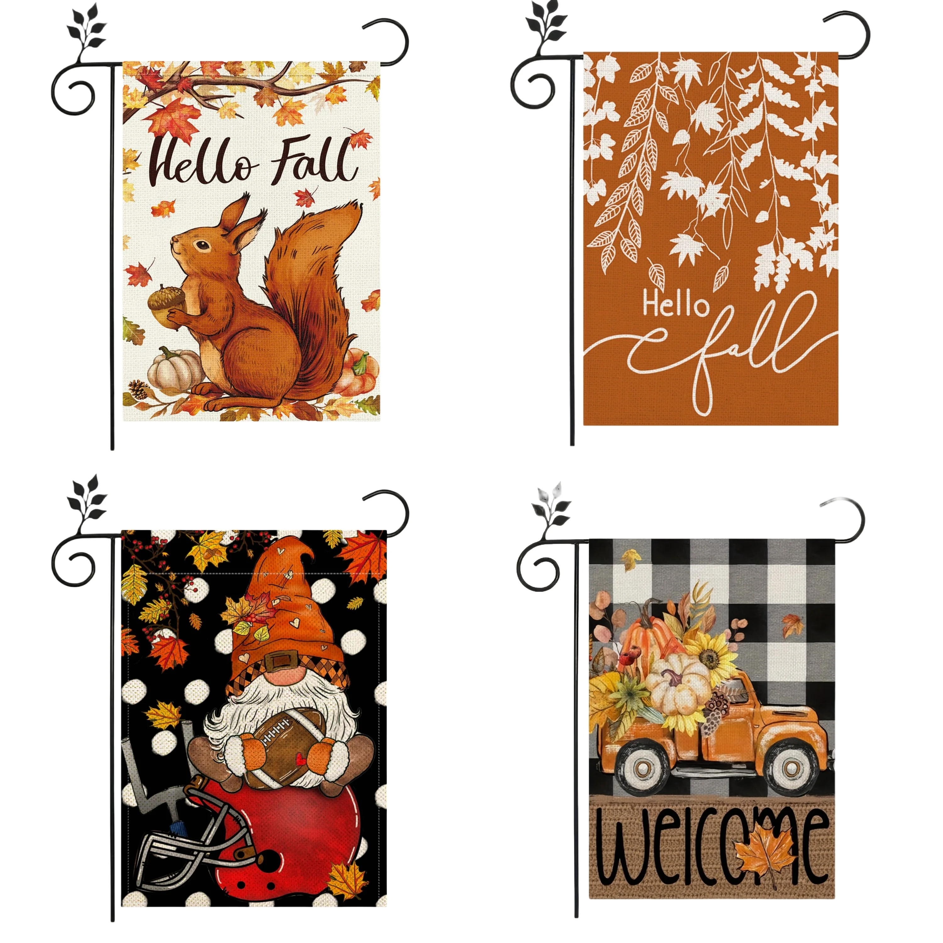 1 Herbstgarten-Außendekorationsflagge, saisonale Grüße, Herbst-Ahornblatt-Hofflagge, 30,5 x 45,7 cm (ohne Fahnenmast) Image