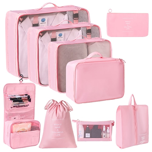 set di cubi di compressione per l'imballaggio da viaggio, borse pieghevoli per l'organizzazione dei bagagli, beauty case portatile e beauty case, custodie multifunzionali per riporre i vestiti per