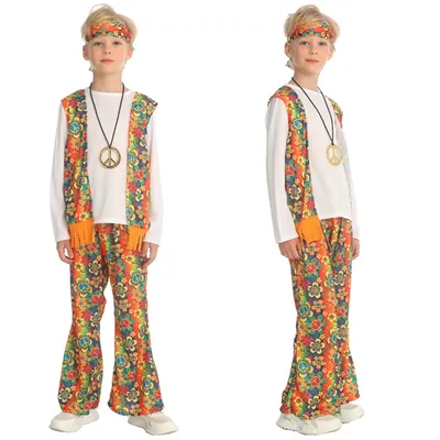 Retro-Hippie-Stil, Cosplay, Karneval, Halloween-Kostüme für Jungen, ausgefallene Tarnkostüme für Image