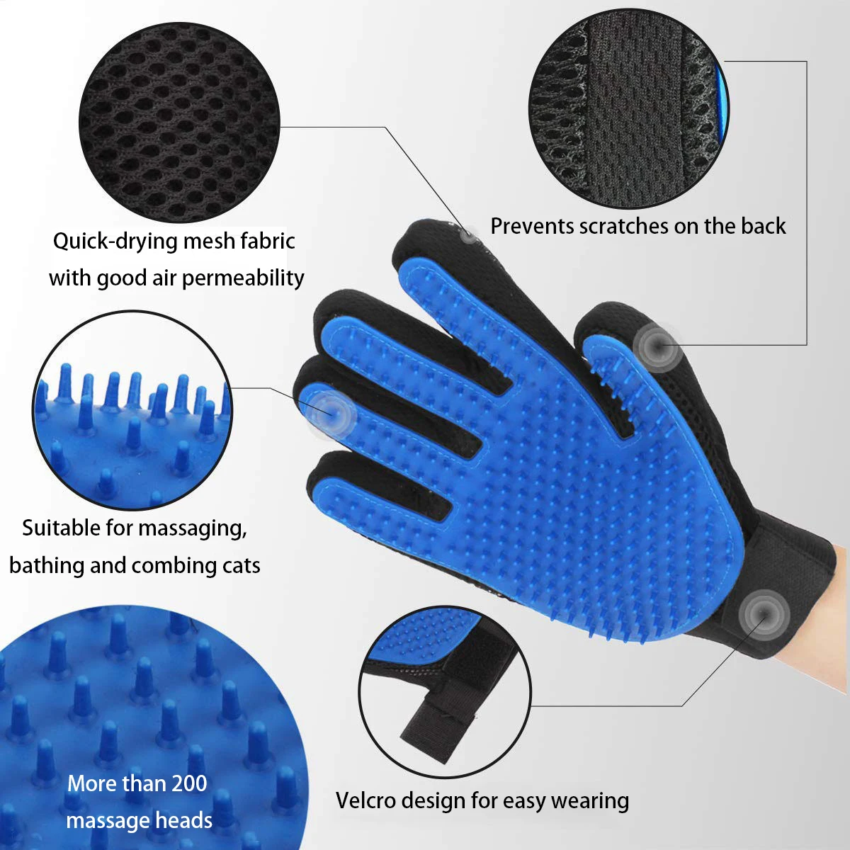 Silikon-Pflegehandschuhe für Haustiere – Haarentfernungs- und Massagegerät für Katzen und Hunde, Badebürste und Enthaarungsmittel für einfache Pflege Image
